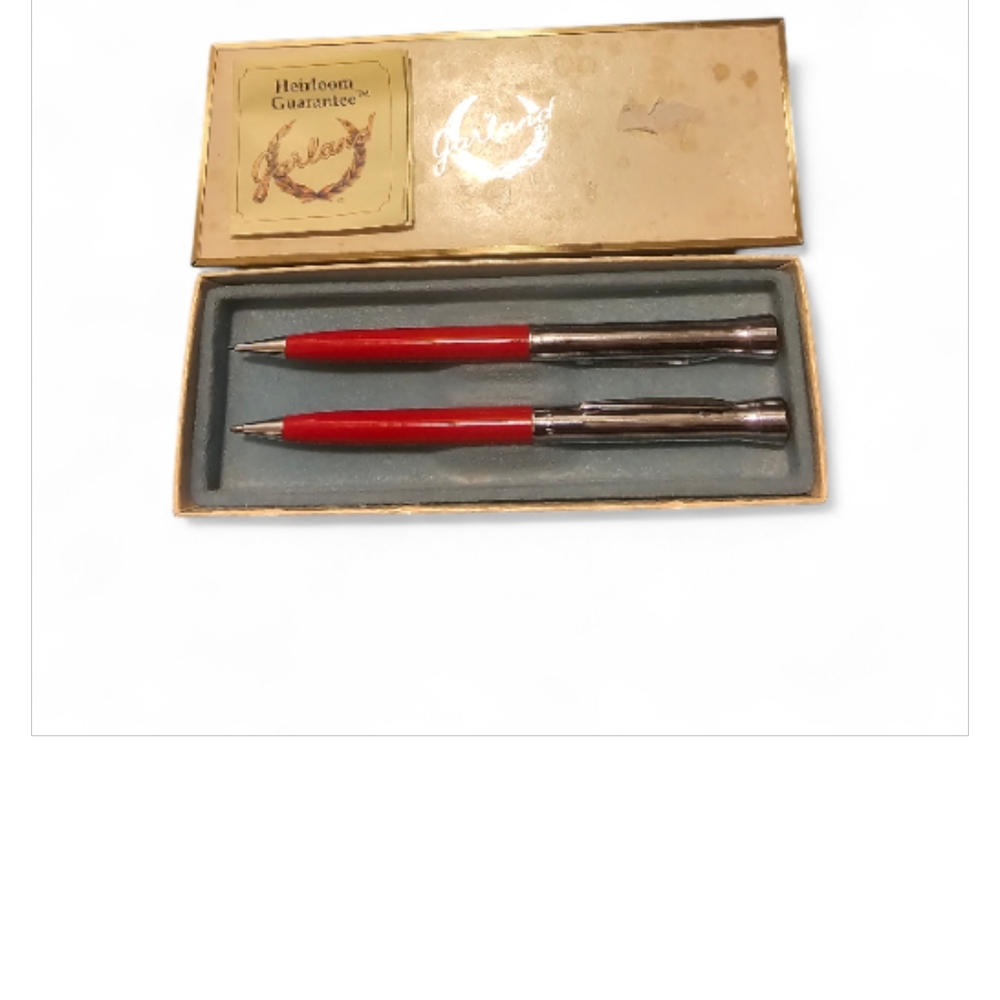 Vintage New garland Gold and Red pen Pencil Set Stationery Box - Picture 3 of 6